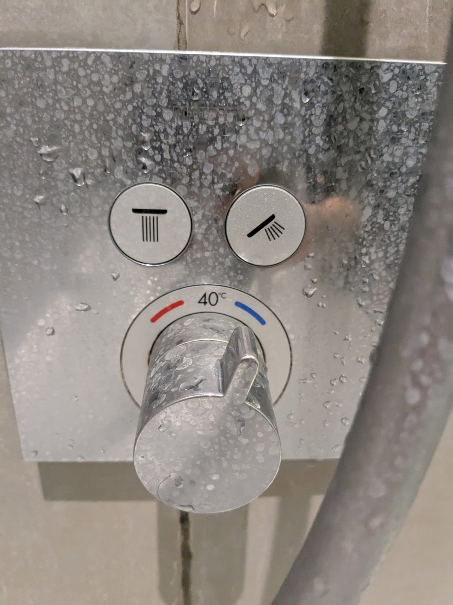 Shower tap and fittings before cleaning